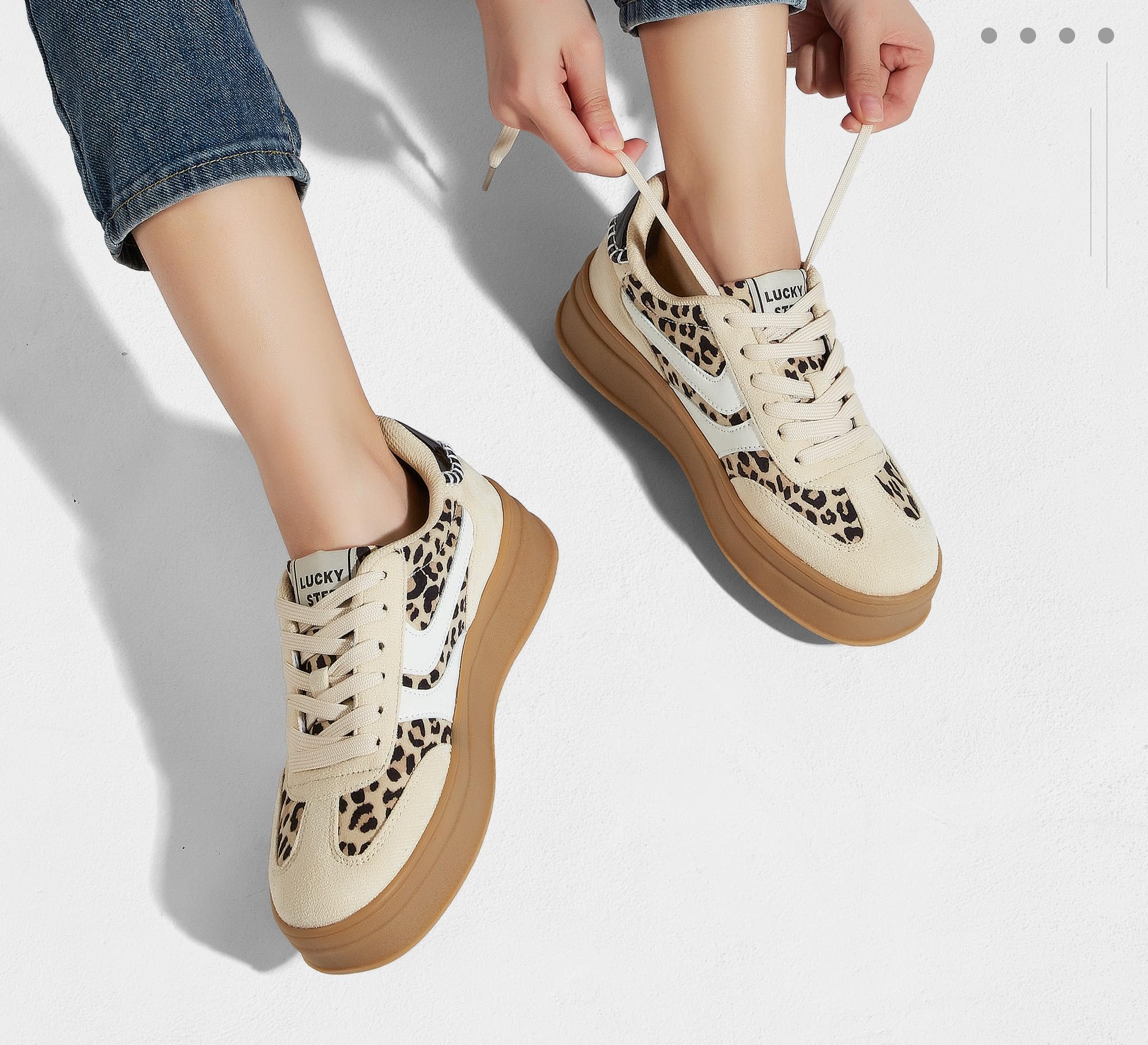 LUCKY STEP Plateau-Sneakers Damen, Retro-Stil mit Dicker Gummisohle, Bequem für Tennis, Skate und Training, Klassische Walking-Schuhe im lässigen Streetwear-Look