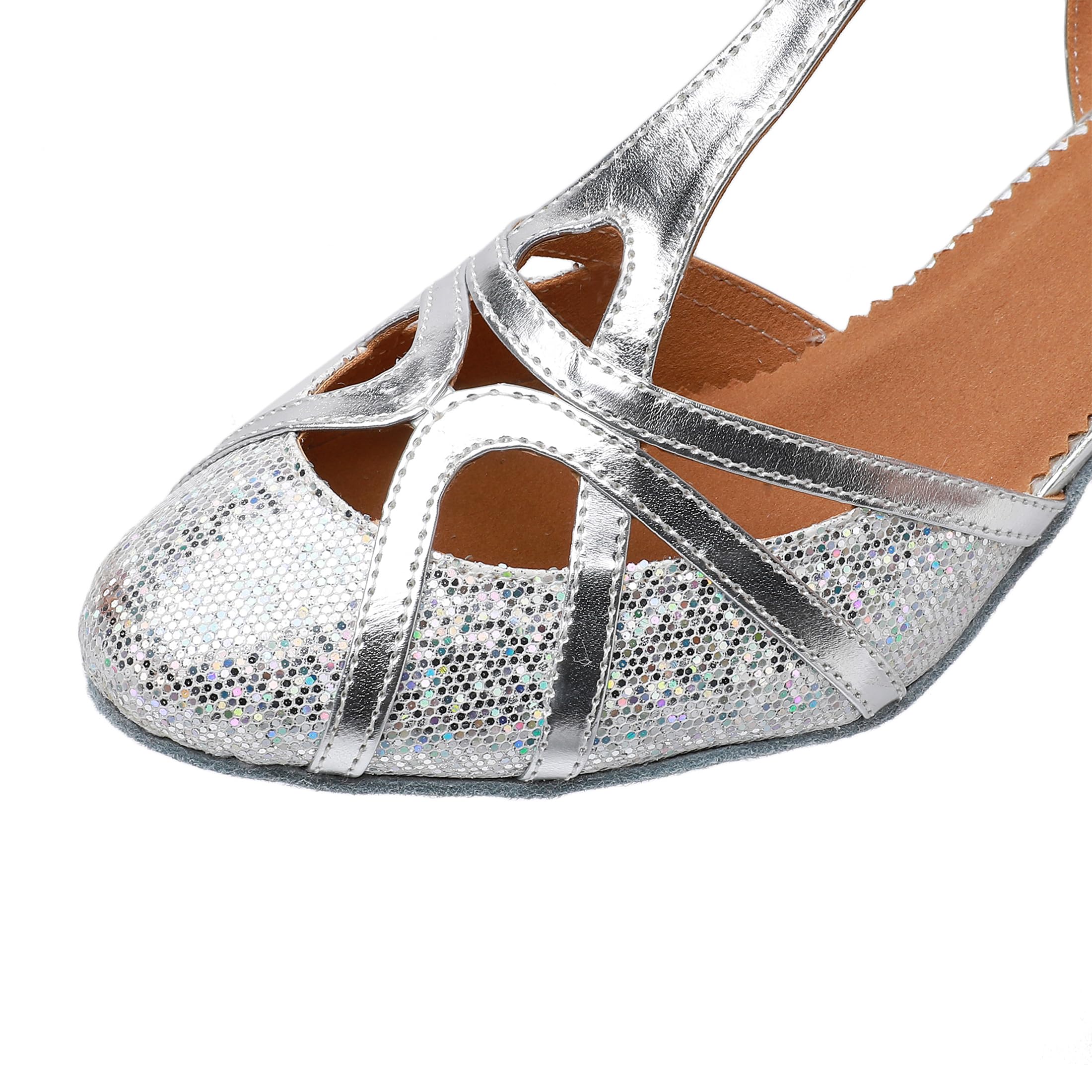 Rosefinch Zapatos de Baile Latino de Salsa para Mujer, Puntera Cerrada, Tango cha-cha, Zapatos de Baile de salón de Baile,Tacón 5/7cm, 34-41 EU