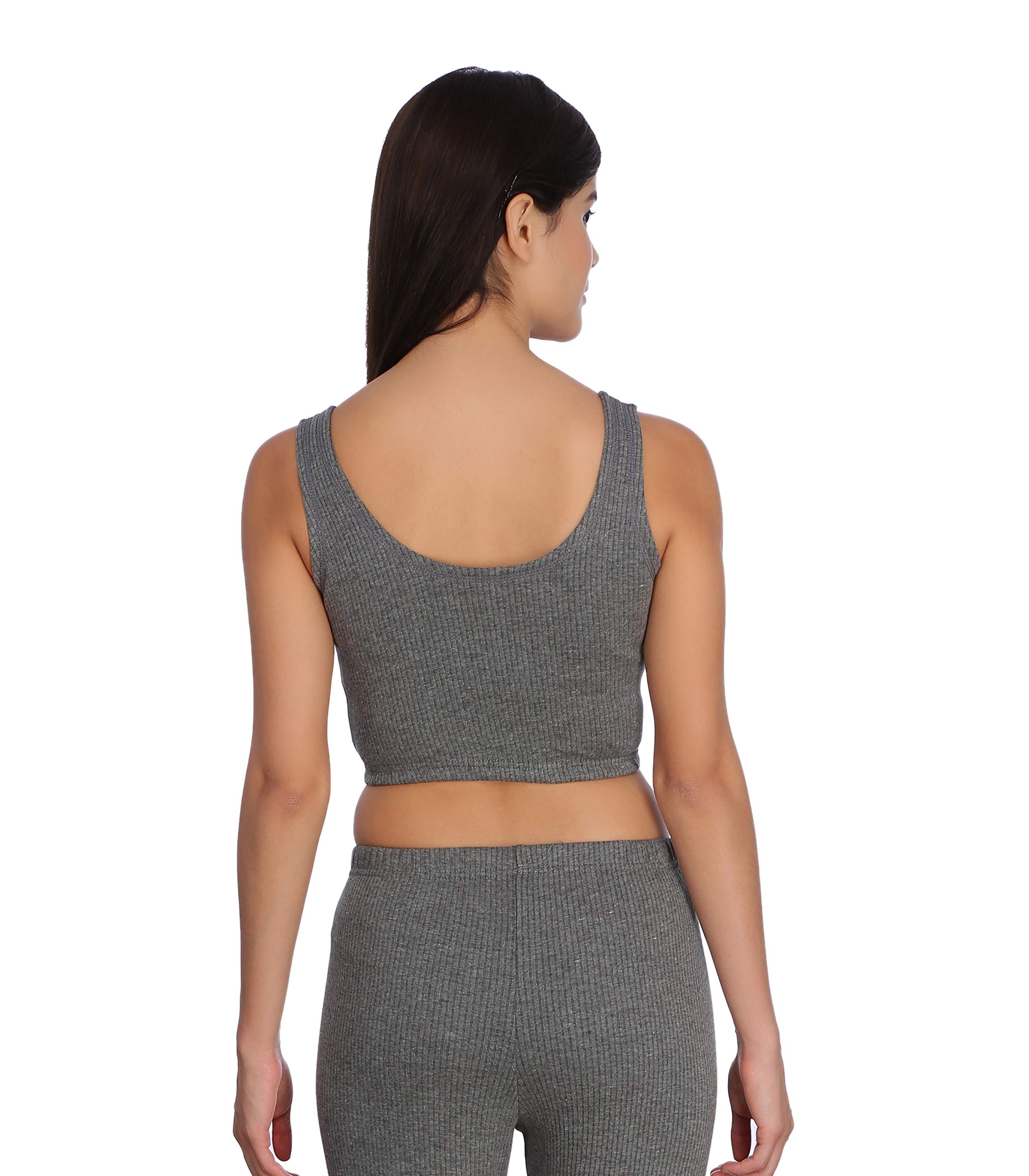 Selfcare Women Cotton Blend Thermal Crop Top(Pack of 1)(SW0318-M_Dark Grey_Medium) 1