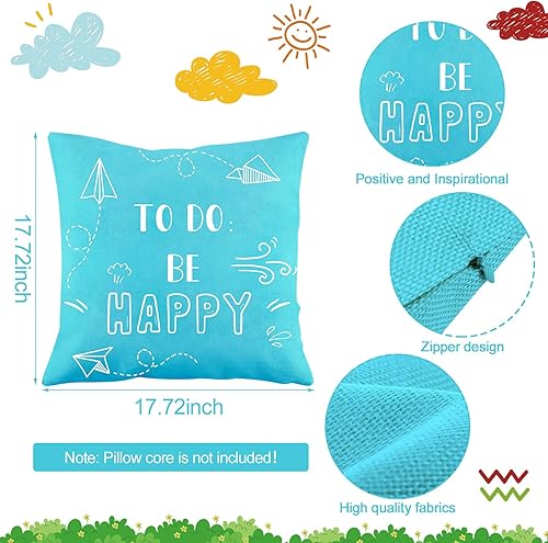 Miniatura 2 de Hosuly 8 fundas de almohada para aula, de 18 x 18 pulgadas, inspiradoras, fundas de almohada con citas para el hogar, al aire libre, lectura,