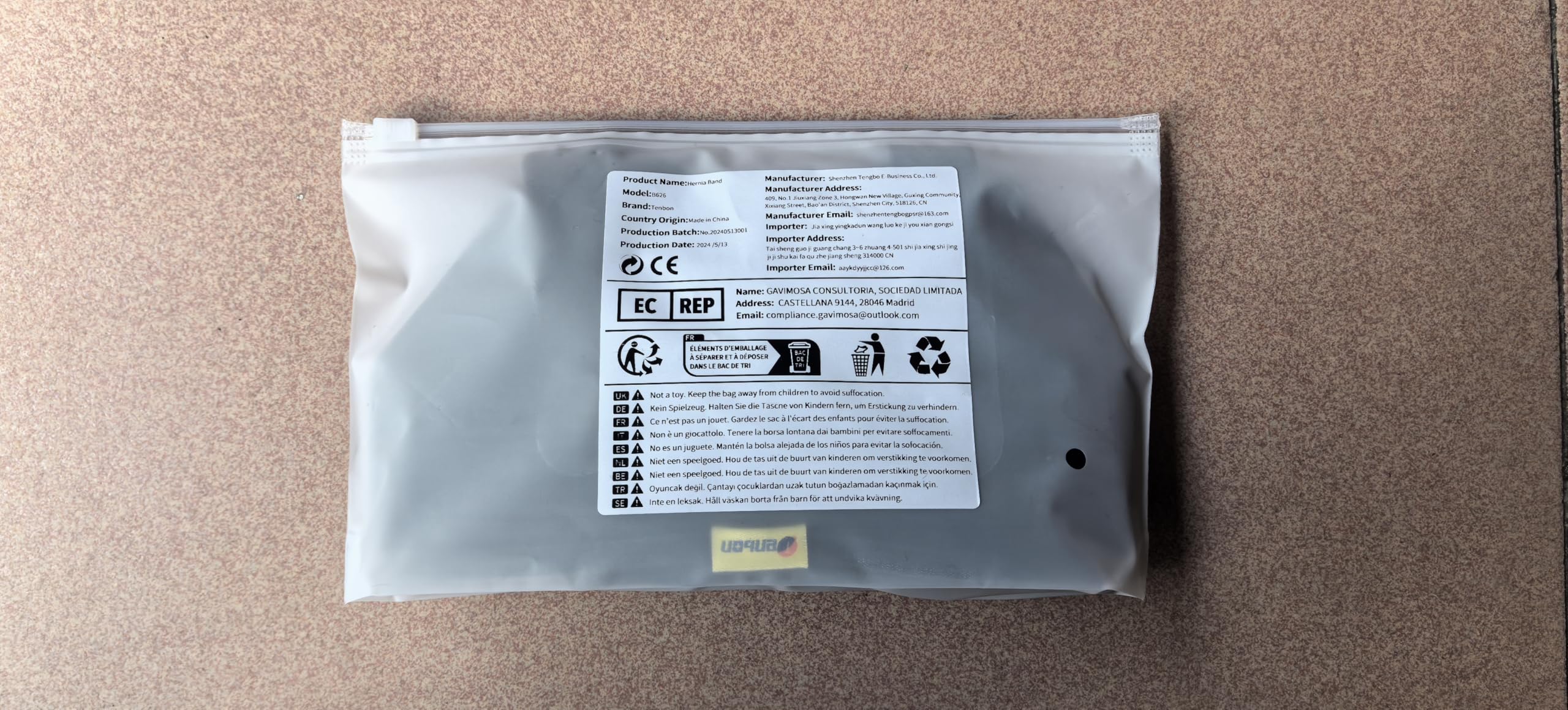 Tenbon Leistenhernie Gürtel für Männer & Frauen - Verstellbarer Kompressionsgurt mit Atmungsaktivem Mesh | Support bei Leistenbruchschmerzen (Größe M, 73-89cm Hüftumfang)