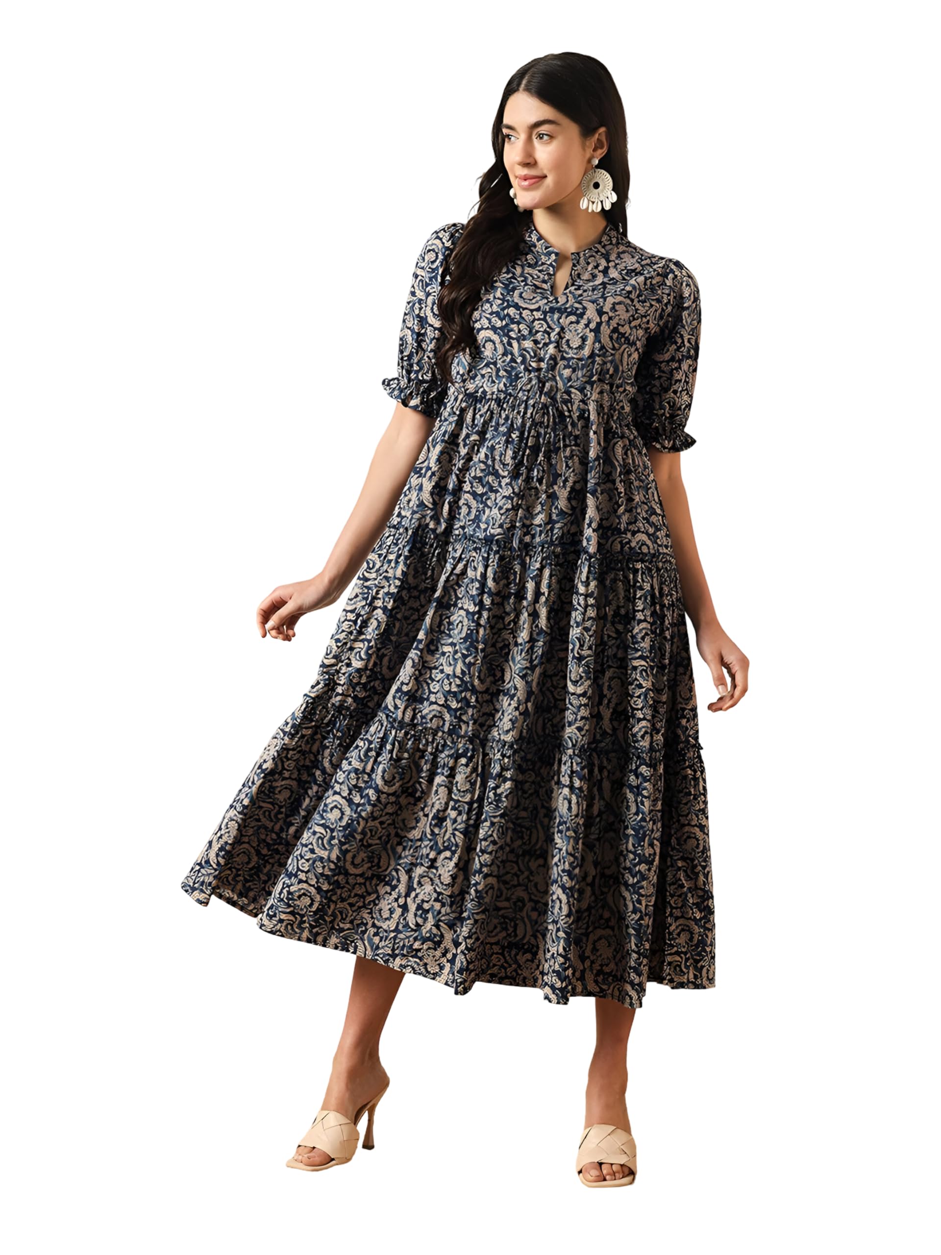 kzully | Dress for Women | Summer Outfit | Elegant Casual | Puff Sleeves| Lightweight Polyester Fabric-picture-45