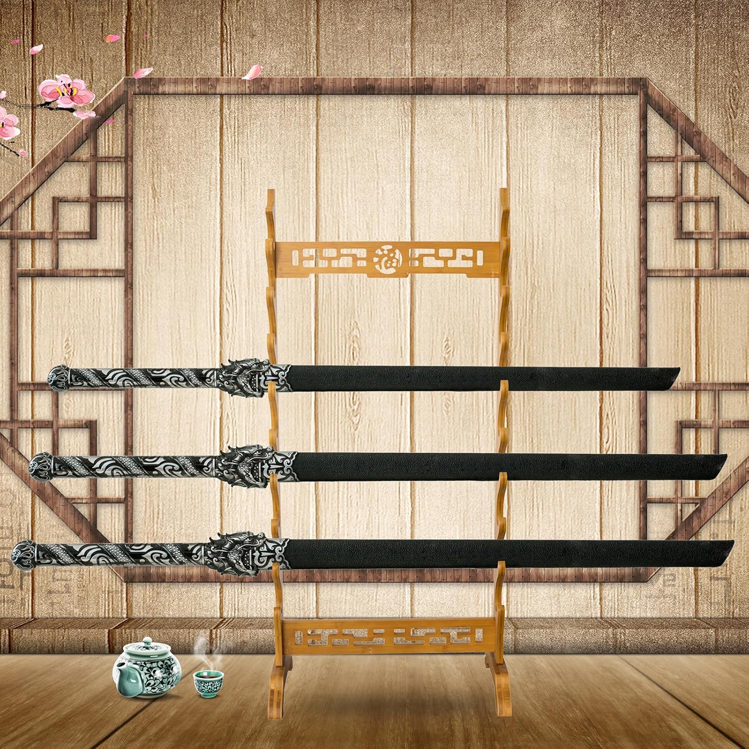 Sword Holder Katana Multi-layer floor standing sword stand Katana Holder Samurai Sword Display Rack (9-Tier)