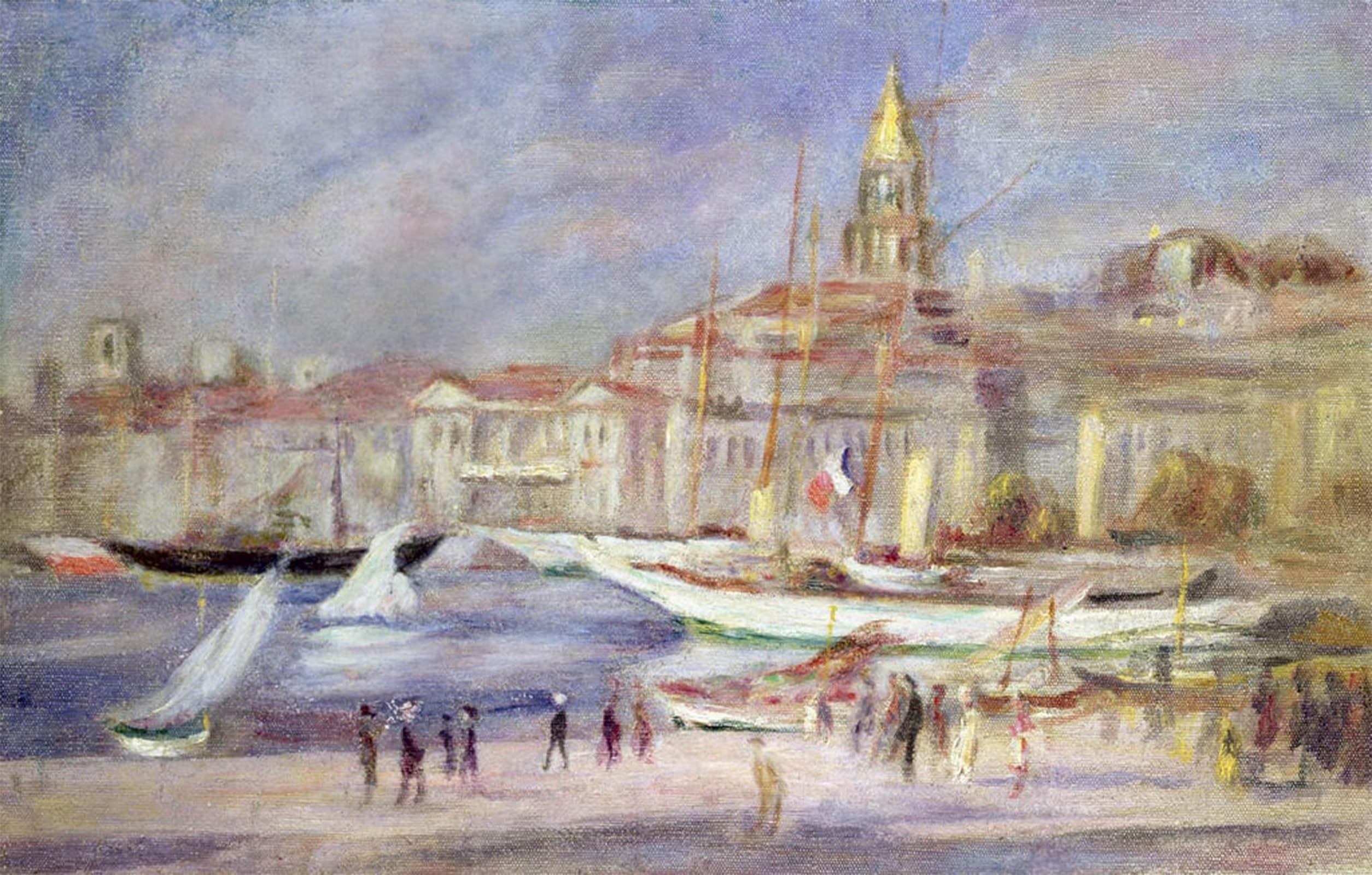 POSTERIIk Vintage Print Pop Art Landscape Artwork the Old Port of Marseilles by Pierre Auguste Renoir Art Prints for Office Home Decor 60x90cm