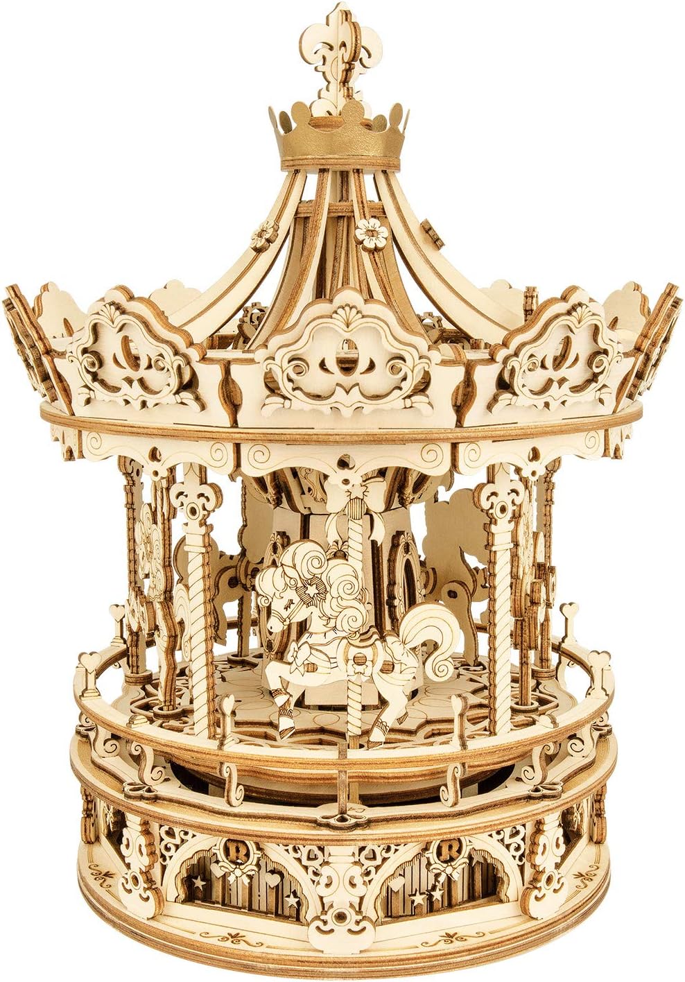 Carousel Wooden Model Kits for adults to Build Assembly Wooden Puzzle with Music Birthday Gifts for Teens and Adults