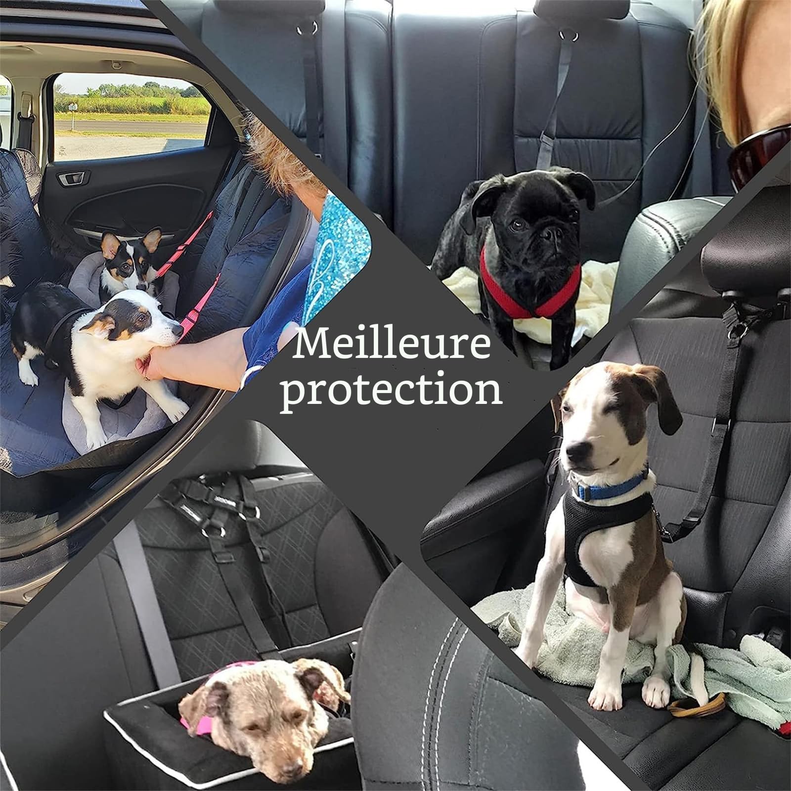 Ceinture de sécurité pour chien pour voiture, harnais réglable à double usage, ceinture de sécurité pour animal de compagnie, pour tout type de voiture, accessoire de voyage pour chien
