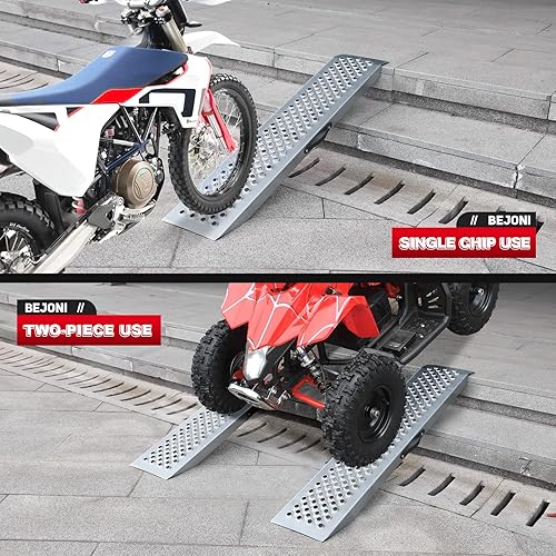 Miniatura 5 de BEJONI Rampa de cobertizo de 47 pulgadas, rampas para cortacésped, capacidad de 660 libras, rampas de carga de acero antideslizantes para