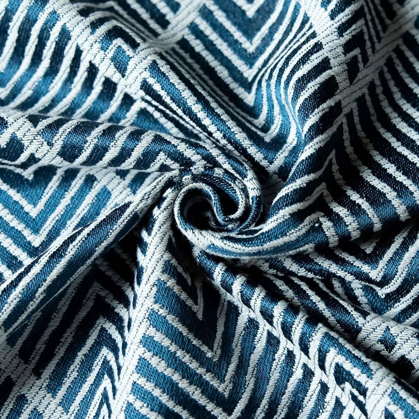 Tovaglia Decorativa Rettangolare, Tovaglie 140 x 240 cm Motivo a strisce ondulate jacquard a spina di pesce con nappa in Poliestere Tovaglia per La Decorazione della Casa CucinaBlu navy