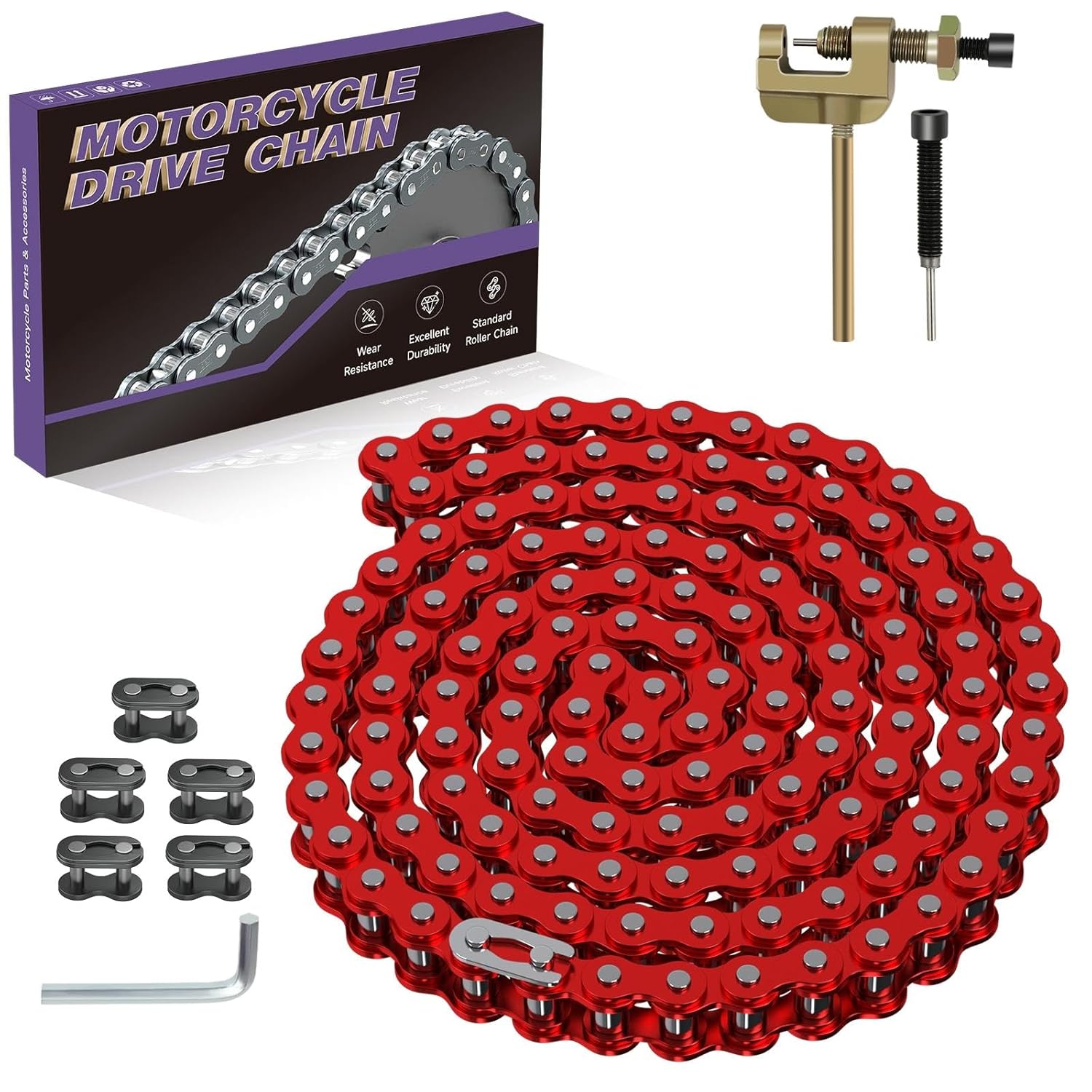 35 Go Kart Roller Chain 4 Feet Replacement for Go Cart Mini Bike ATV Pit Dirt Bike Motorcycle Bicycle with #35 Chain Master Links Powersports Accessories Parts (128 Links)