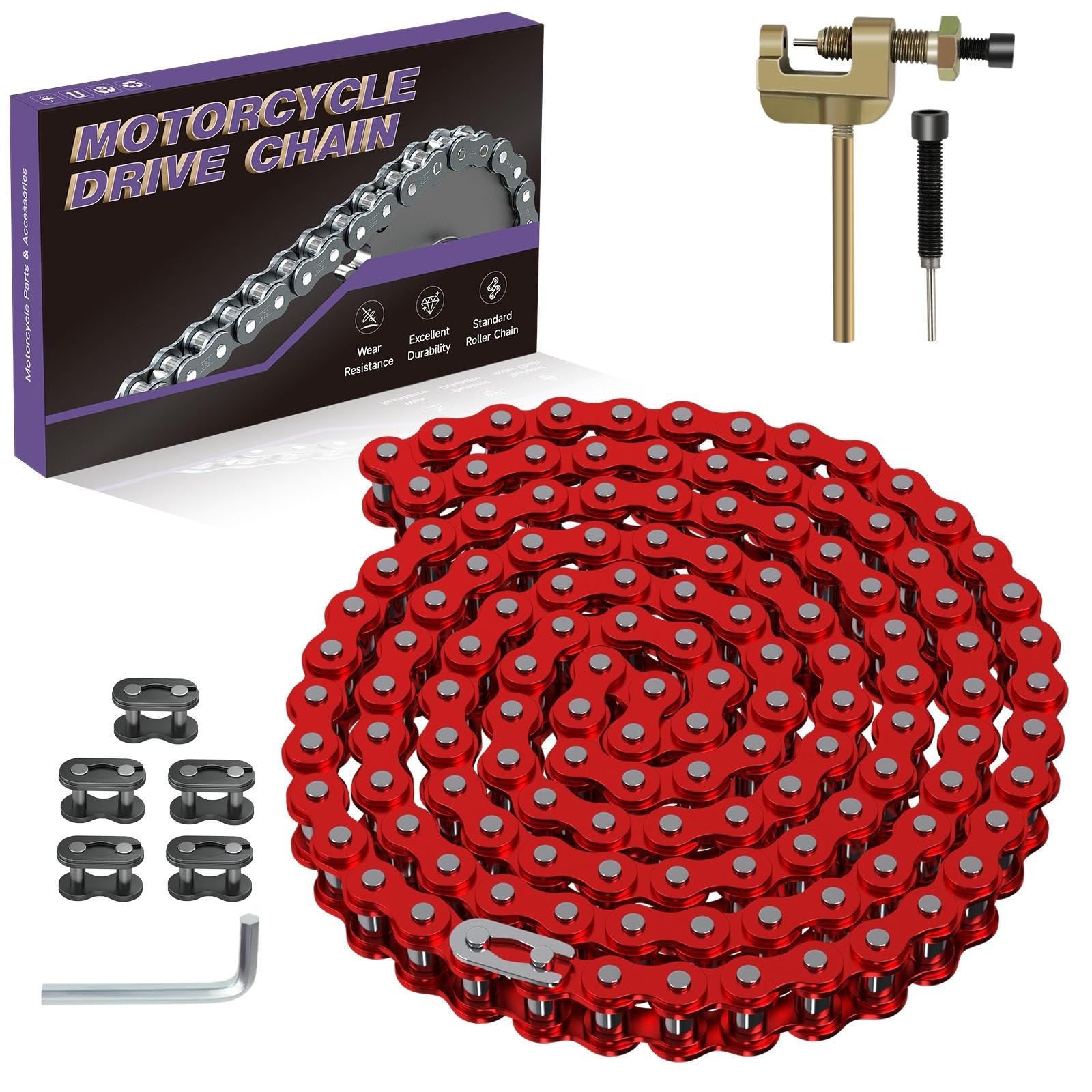 Cadena de rodillos 35 anti roturas de 4 pies para reparar transmisión de go kart 8