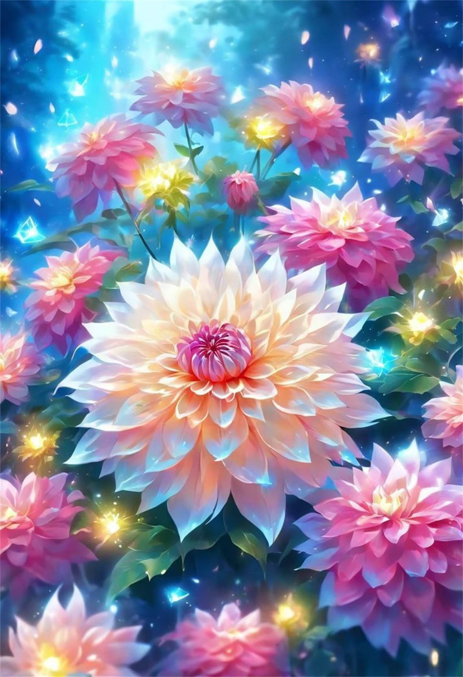 Umfarvt 5D Diamond Painting Petalo, Diamond Painting Adulti Fiore di Firefly, 75x95cm DIY Round Diamond Painting Kit Completo, Ricamo Diamantini Crystal Art Pittura Diamante per Decorazione Murale