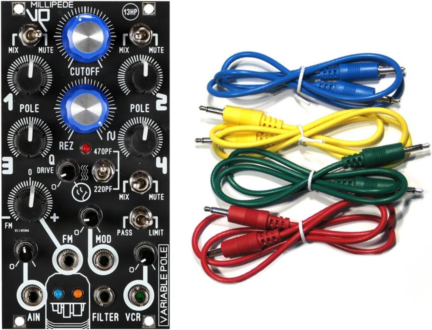 Millipede Variable Pole VCF 13HP Eurorack Module w/ 4 Cables