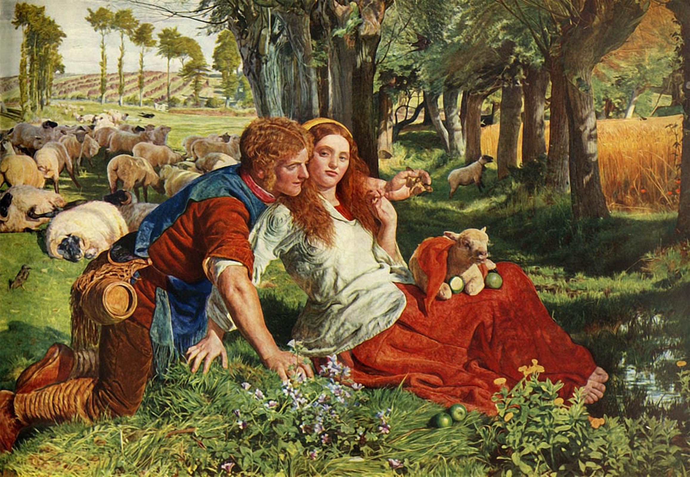 POSTERIIk Vintage Classic Picture Landscape Artwork the Hireling Shepherd by William Holman Hunt Portrait Canvas Painting for Office Home Decor 60x90cm