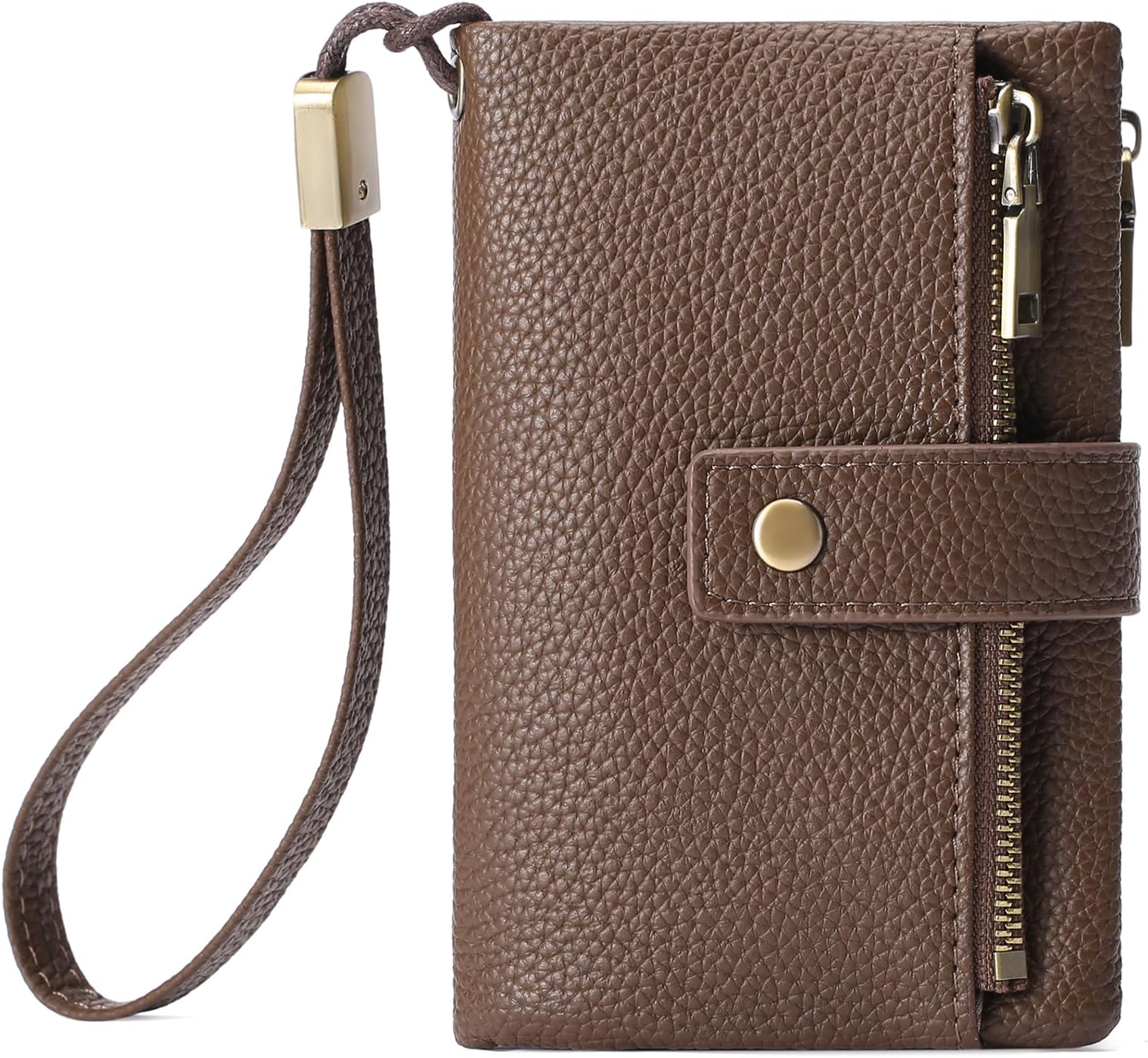 Small Wallet for Women Leather RFID Blocking Wristlet Wallet Credit Card Holder with Double Zipper Coin Purse Ladies Bifold Purse
