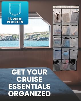 Magnetic Cruise Organizer | 15 Large Durable Pockets, Shoe Over The Door Organizer For Cruise, 3-Strong Anti-Scratch Magnets, Cruise Essentials 2026