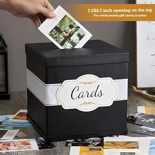 Miniatura 4 de Merry Expressions Caja de tarjetas rústica de 10 pulgadas de arpillera, tarjetero para fiesta, caja de regalo de dinero para recepción de boda,