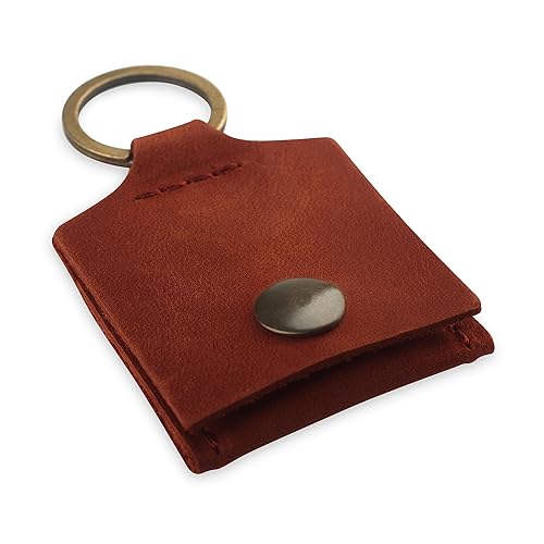 Miniatura 7 de Leather Keychain Ring Holder, Wedding Ring Travel Case, Engagement Ring Holder, Ring Pouch, Workout and Gym Ring Holder (Cognac)