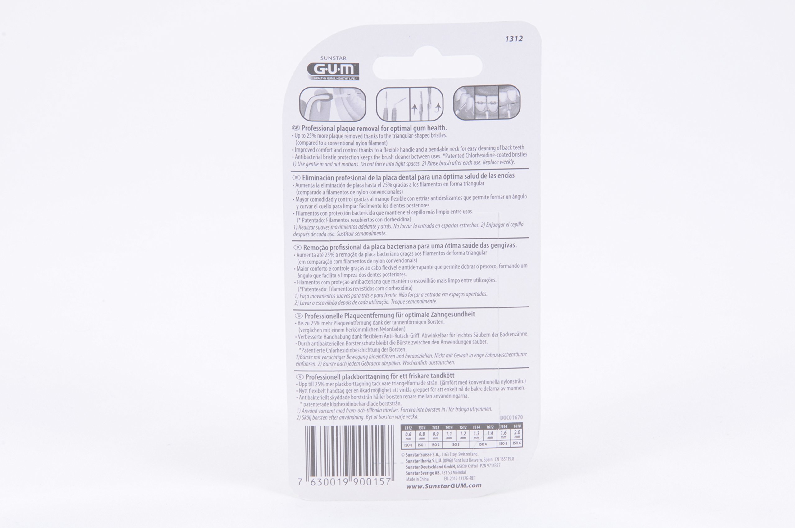 GUM TRAV-LER - Spazzole interdentali, 6 pezzi, ISO 0, 0,6 mm, confezione risparmio da 3 pezzi (3 x 6 pezzi)