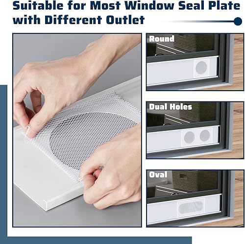 Miniatura 2 de Pearwow Kit de sellado de ventana de CA portátil, protector de pantalla de malla, ajuste universal para la mayoría de placas de sellado de ventana