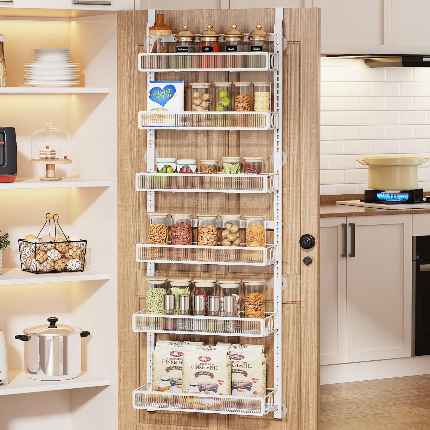 1Easylife Over Door Pantry Organizer, 6Tier Pantry Rack