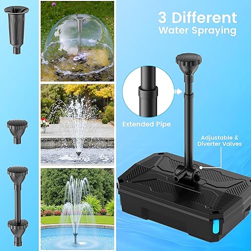 Miniatura 6 de POPOSOAP Kits de fuente de bomba de filtro de estanque con clarificador UV, bomba de estanque de 660 GPH40 W y kit de filtro para estanques al aire