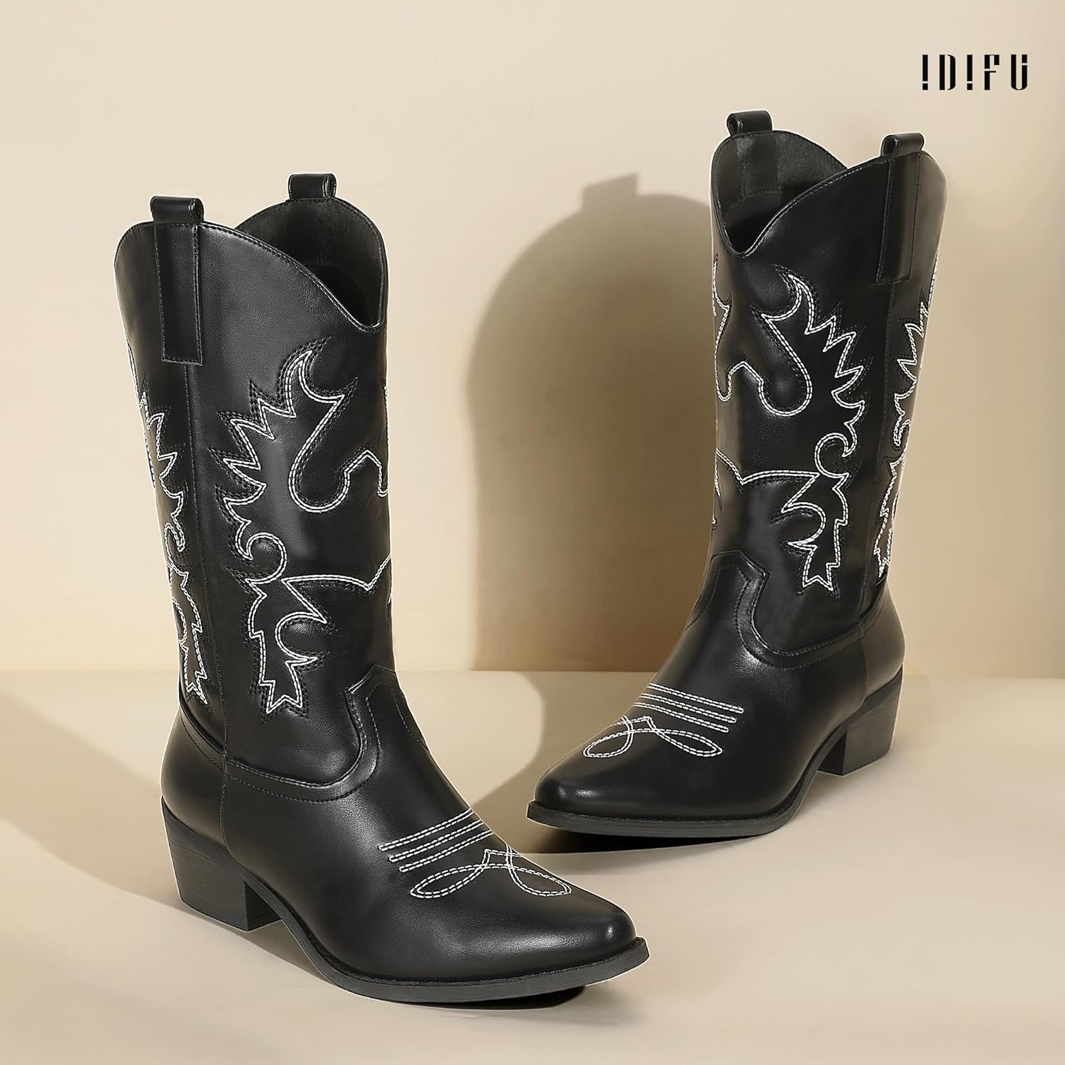 IDIFU Women's Cowboy Boots for Women Cowgirl Western Mid Calf... - Picture 10 of 72