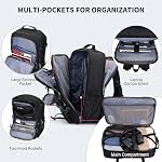 WITZMAN Travel Backpack for Men 45L Convertible Bag Fits 17" Laptop | Large Nylon Carry on Luggage Bag, 3 in 1 Laptop Backpack Airline Approved, For Weekend Getaway, Overnight Trip, B688 Black