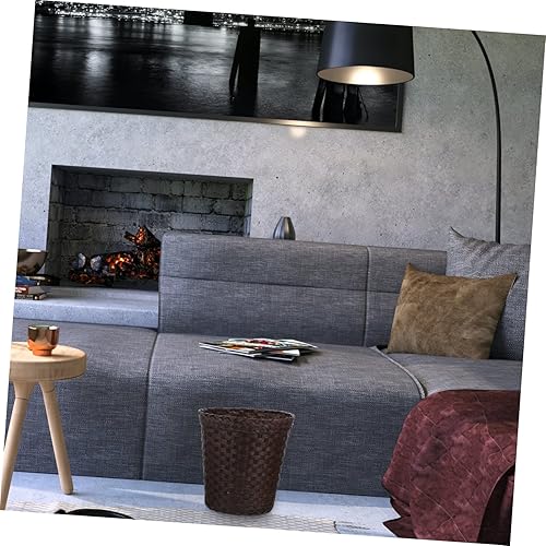 Miniatura 3 de DECHOUS Recipientes de basura de paja de imitación con tapas, cubo de basura de bambú personalizado, pequeño bote de basura automático para baño,