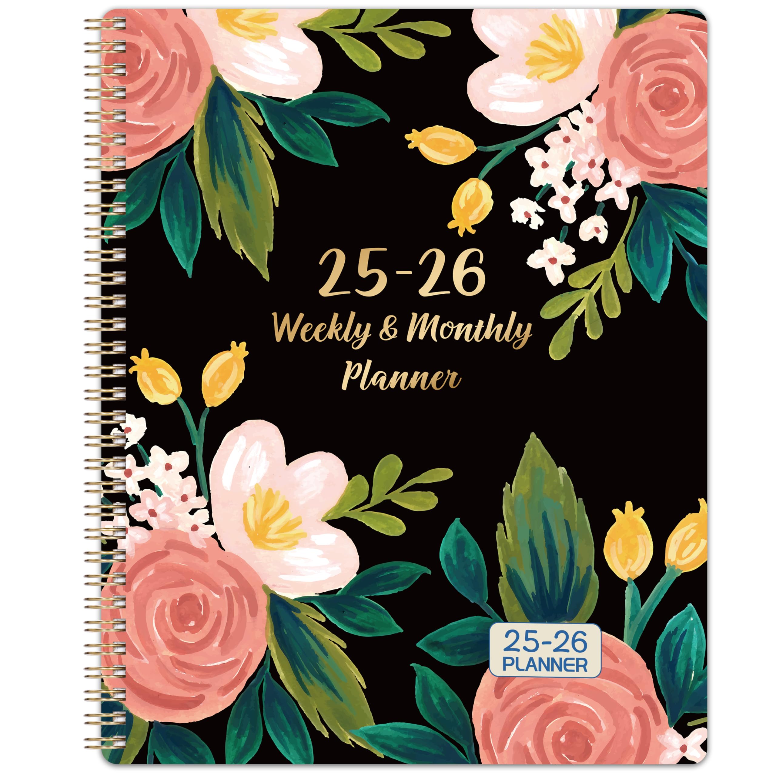 2025-2026 Planner/Calendar - Weekly and Monthly Planner 2025-2026, Jul.2025 - Jun.2026, 8.5" x 11", Monthly Tabs, Strong Twin-Wire Binding, Back Pocket - Floral