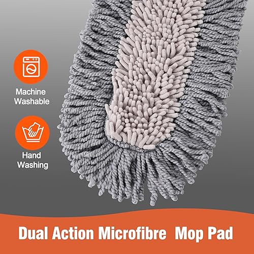 Miniatura 3 de Mopa de polvo de microfibra para limpieza de suelos de madera dura, zócalo seco y húmedo y plumero de piso, herramienta de limpieza doméstica para