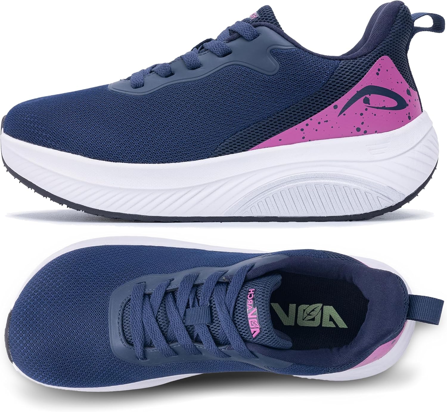 GANNOU Wide Toe Box Walking Shoes Arch Support Plantar Fasciitis Sneakers Orthotic Tennis Shoes