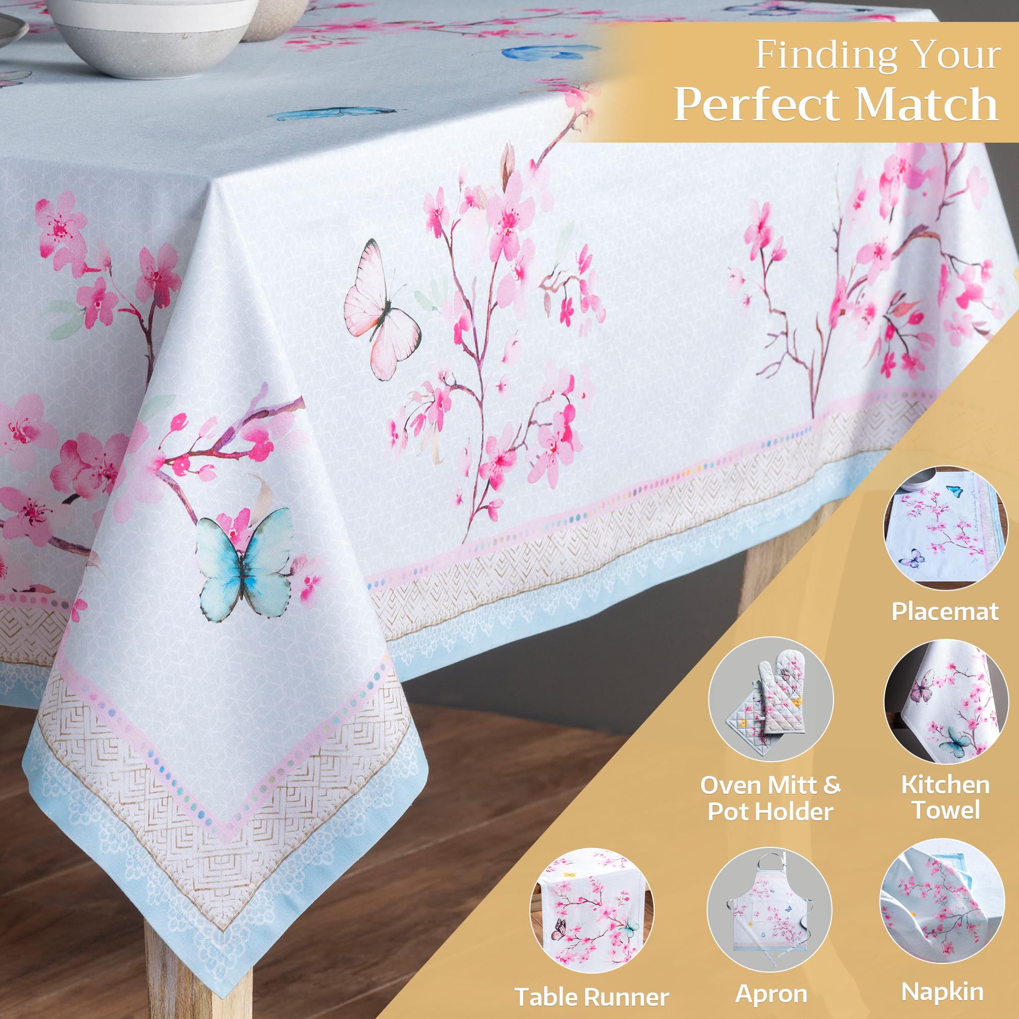 Maison d'Hermine Nappe rectangulaire réutilisable 100 % coton - 177,8 x 274,3 cm