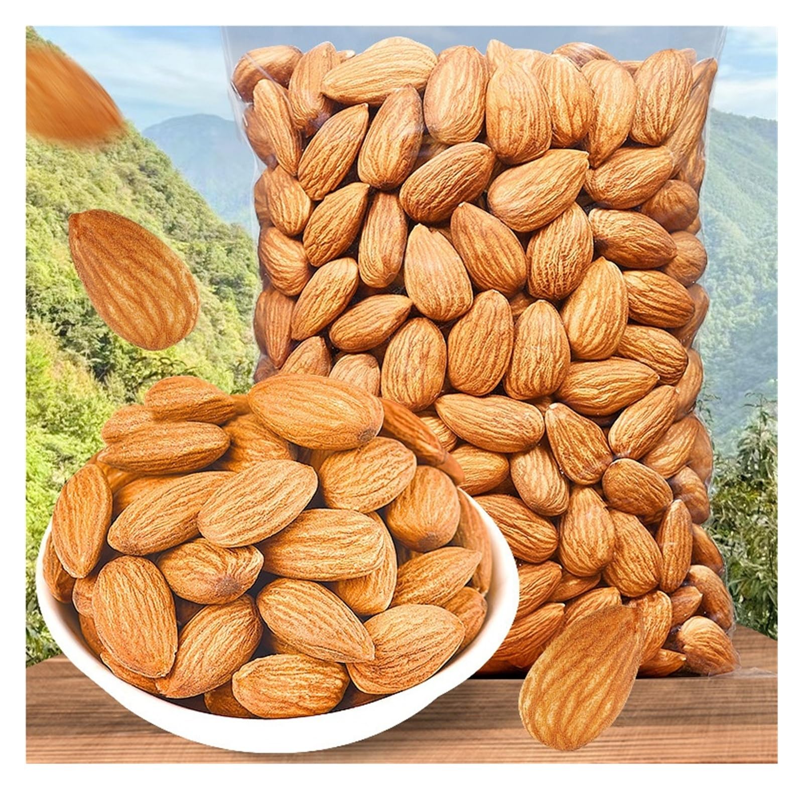 500 g de almendras tostadas grandes, crujientes y ricas en sabor; Listo for comer, no requiere descascarado; Paquete familiar