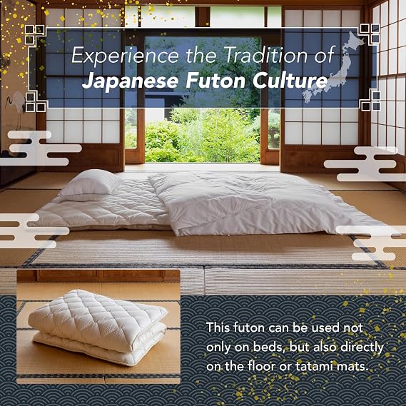 MORIRIN Japanese Floor Futon Mattress, Made in Japan, Twin XL | Shikibuton, Body Pressure Dispersion