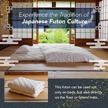 MORIRIN Japanese Floor Futon Mattress, Made in Japan, Twin XL | Shikibuton, Body Pressure Dispersion