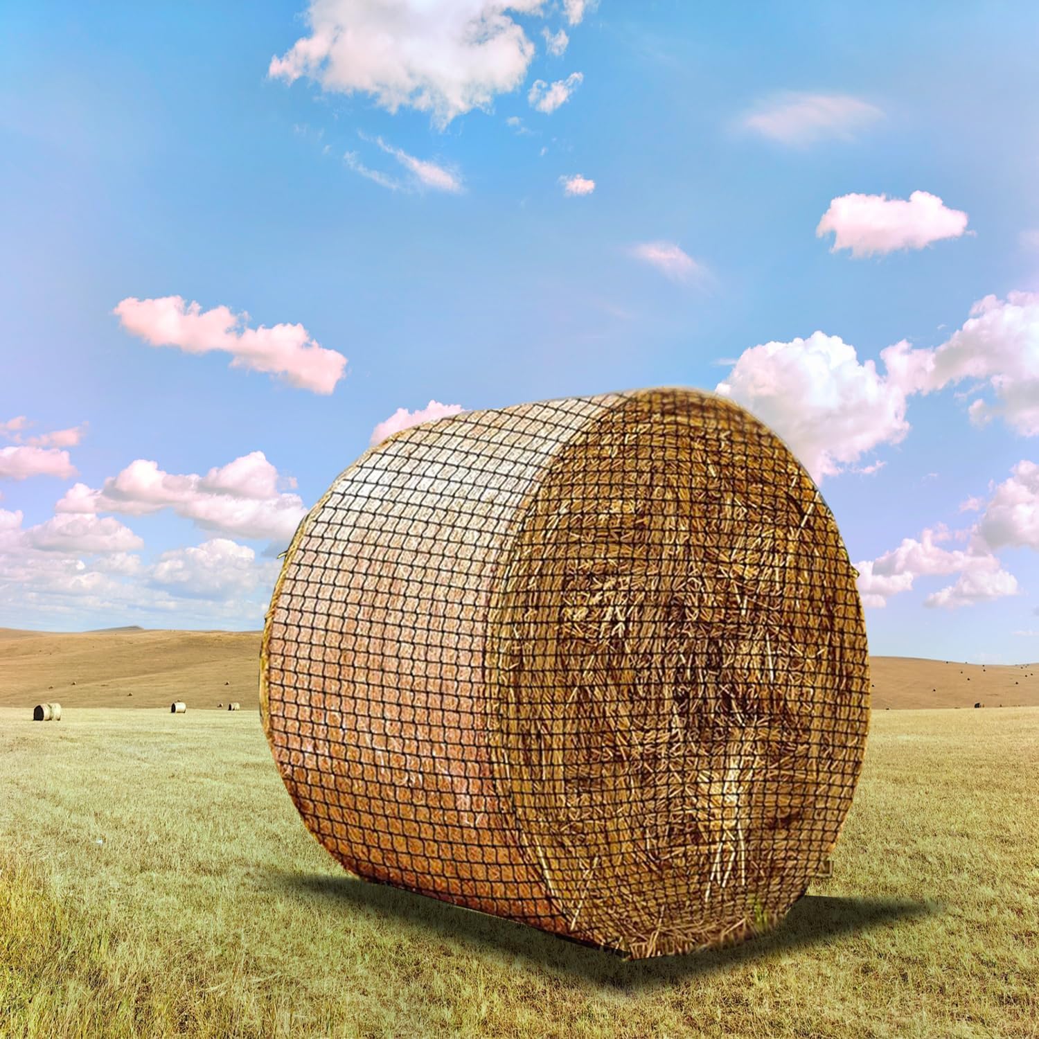 5 * 5ft Heavy Duty Slow Feeding Horse Hay Net - 1.75-inch knotless Design Saves 60% hay, 800 lbs Weatherproof Round Bale Feeder for Cattle/Goats/Shee (5ft)