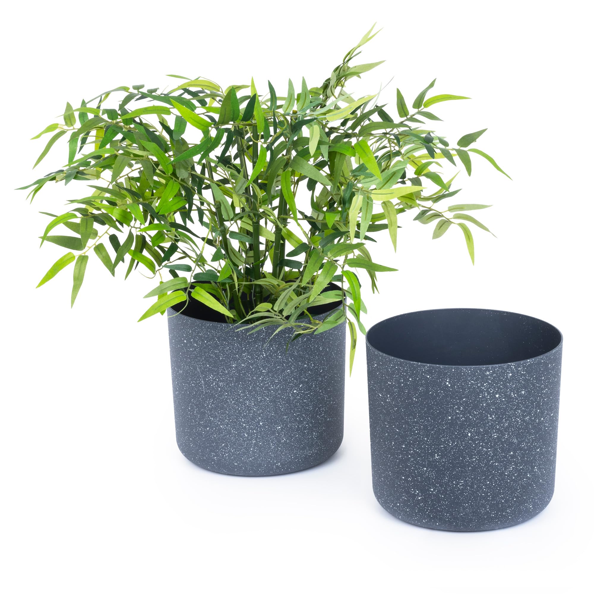 Livivo Black Indoor Plant Pots - Set Of 2, Gardening Pot For All House Plants, Herbs & Foliage Plant - Ideal Home Decor Planter - 22Cm In
