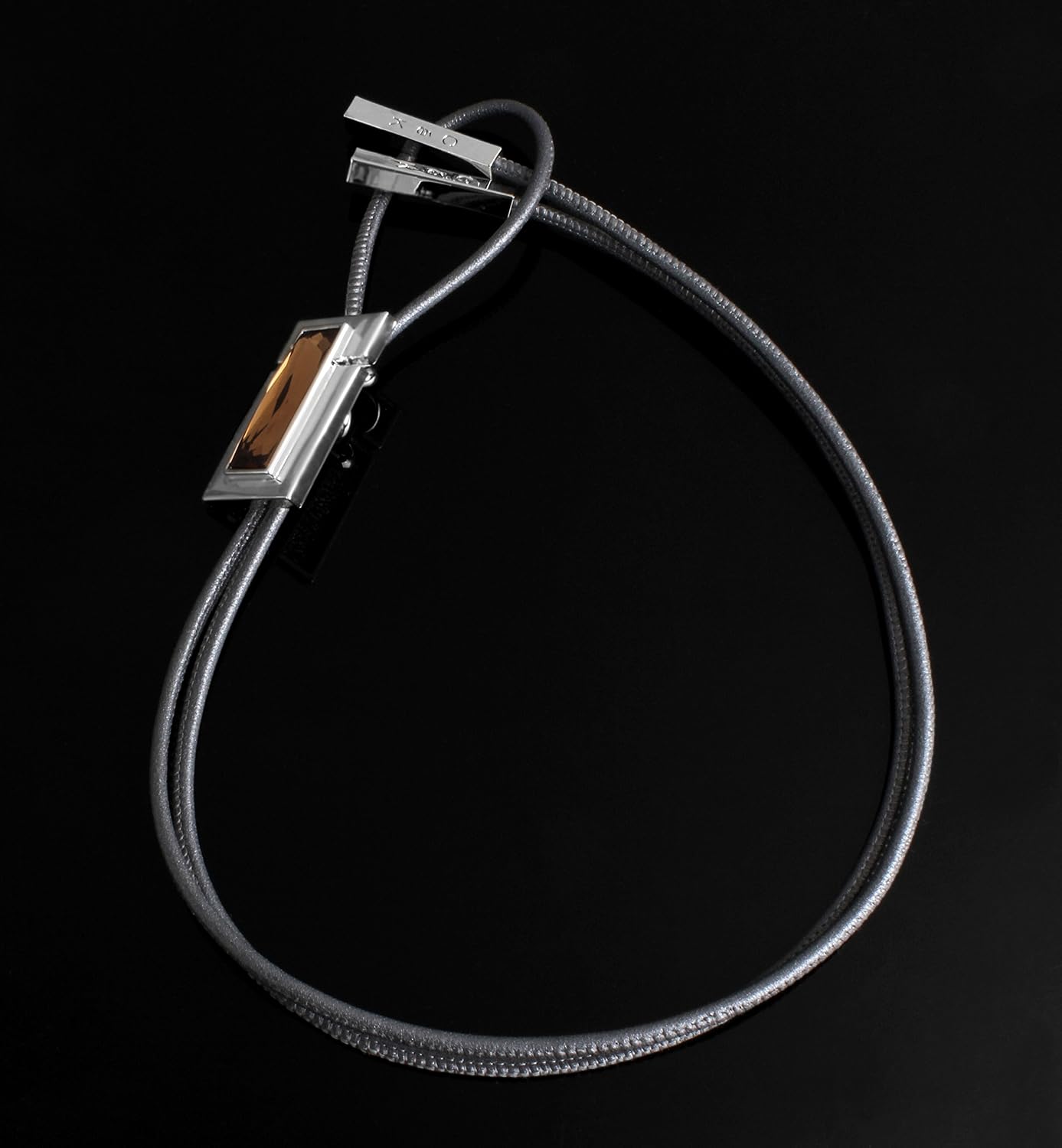 Bolo Tie Crystal Genuine Leather Runway X2 Collection Topaz