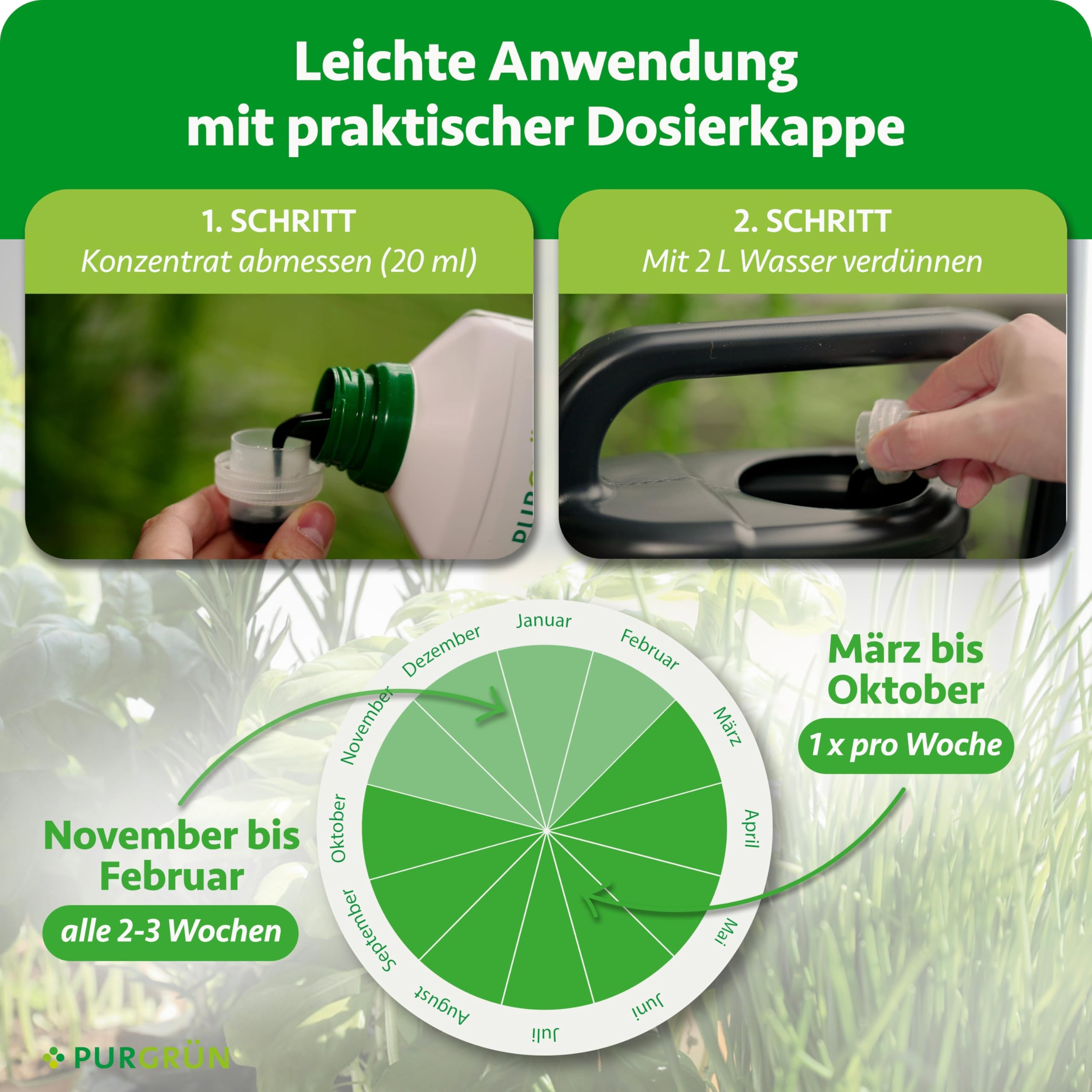 Bio-Kräuterdünger 1 Liter – Für ein intensives Aroma – Premium-Flüssigdünger für den Bio-Anbau – Extra Kalium für gesundes Kräuter – Ergiebiges Konzentrat für 100 Liter Gießwasser