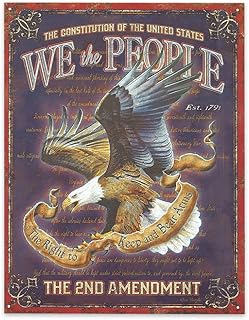 Desperate Enterprises We The People - 2nd Amendment Tin Sign - Nostalgic Vintage Metal Wall Decor - Made in USA - 12.5" W x 16" H