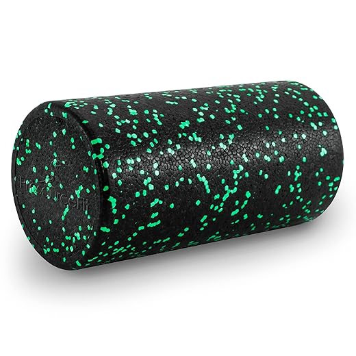 ProsourceFit High Density Foam Rollers 12 - inches long, Firm Full Body Athletic Massage Tool for Back Stretching, Yoga, Pilates, Post Workout Muscle Recuperation, Black