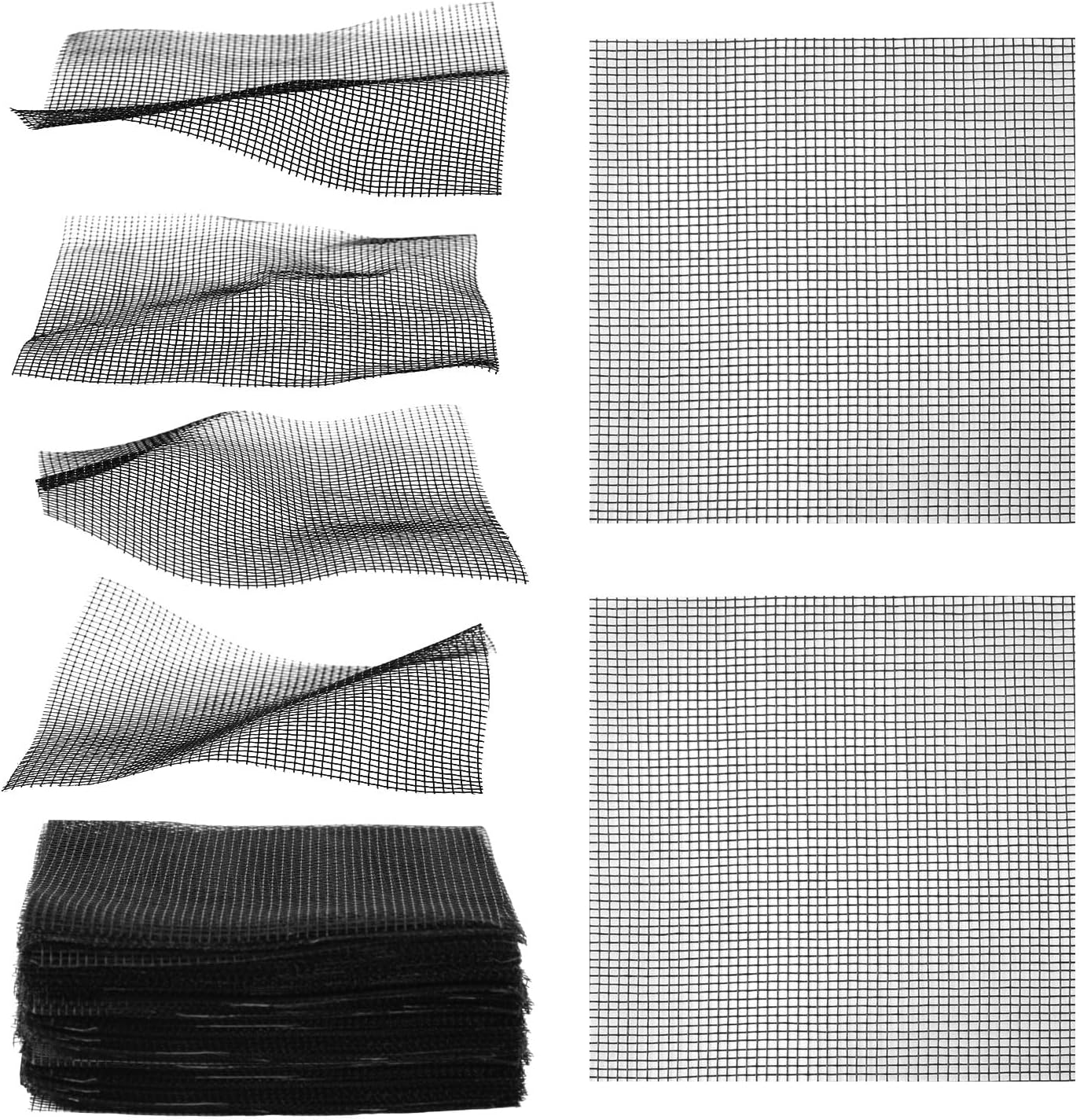 50pcs Flower Pot Hole Mesh Pad, 4 Inch Square Mesh Pads for Plant Pots Planter Bonsai Mesh Drainage Screens Flower Pot Bottom Grid Mesh Mat Pad Prevent Soil Loss