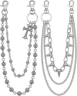 2pcs Jeans Chain for Men Women, Punk Gothic Silver Spike Jean Belt Trousers Chains, Layered Pants Chain Belt, Jeans Hip Ho... Price In India