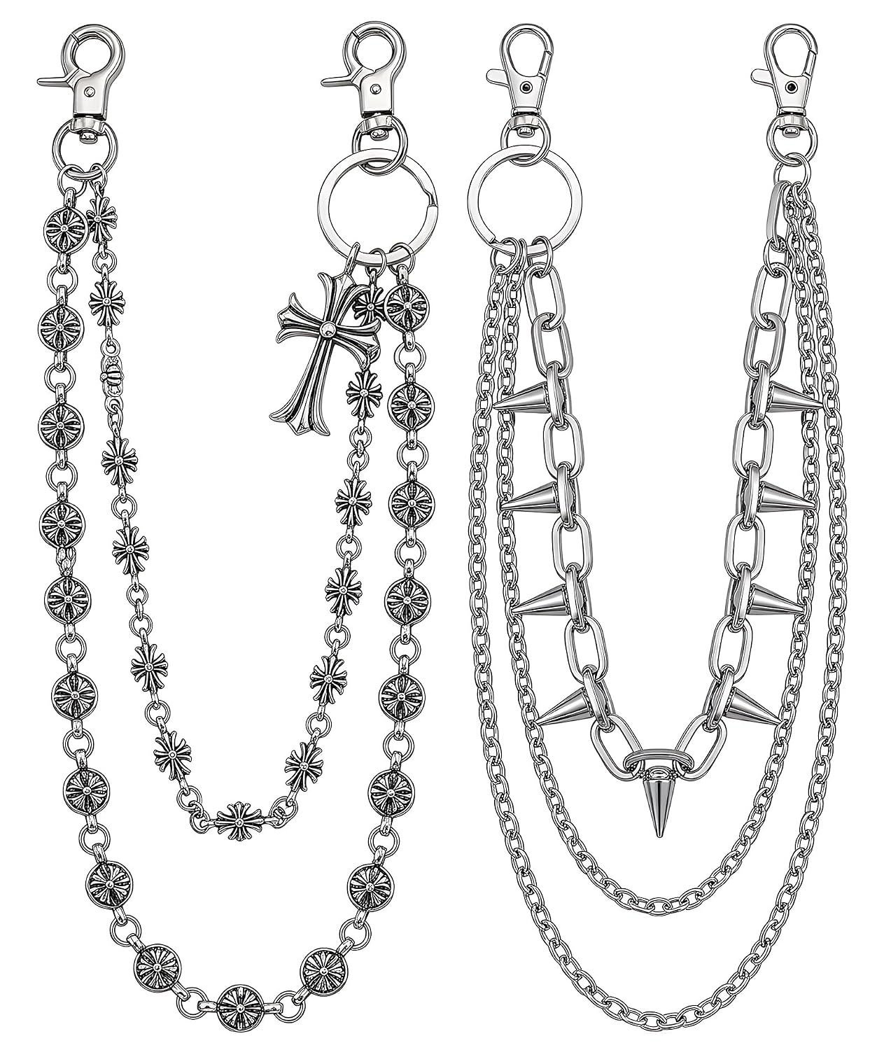 2pcs Jeans Chain for Men Women, Punk Gothic Silver Spike Jean Belt Trousers Chains, Layered Pants Chain Belt, Jeans Hip Ho... - Review, Price and Buying Guide
