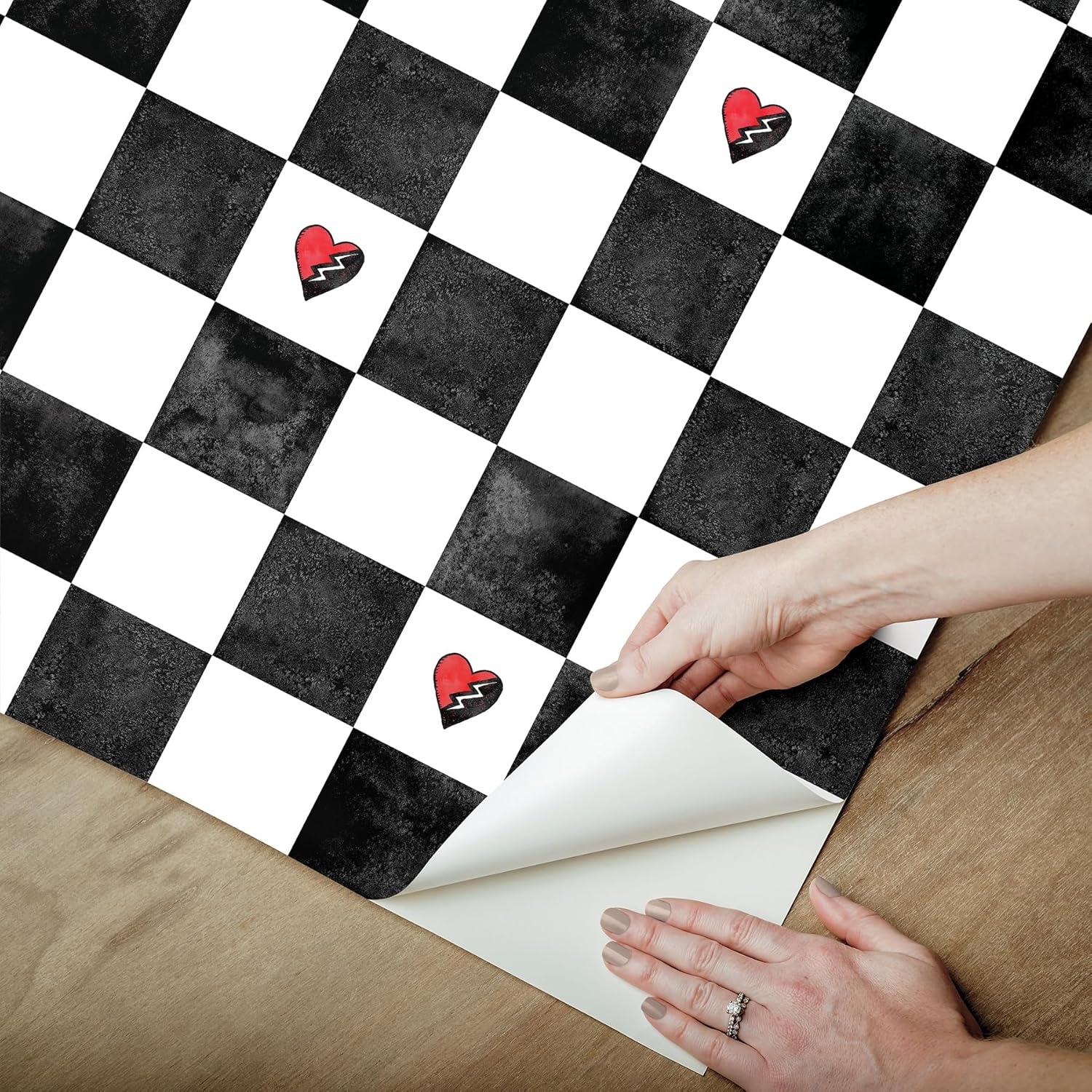 Disney Descendants: The Rise of Red - Rebel at Heart Checker Peel and Stick Wallpaper by RoomMates, RMK12817PLW