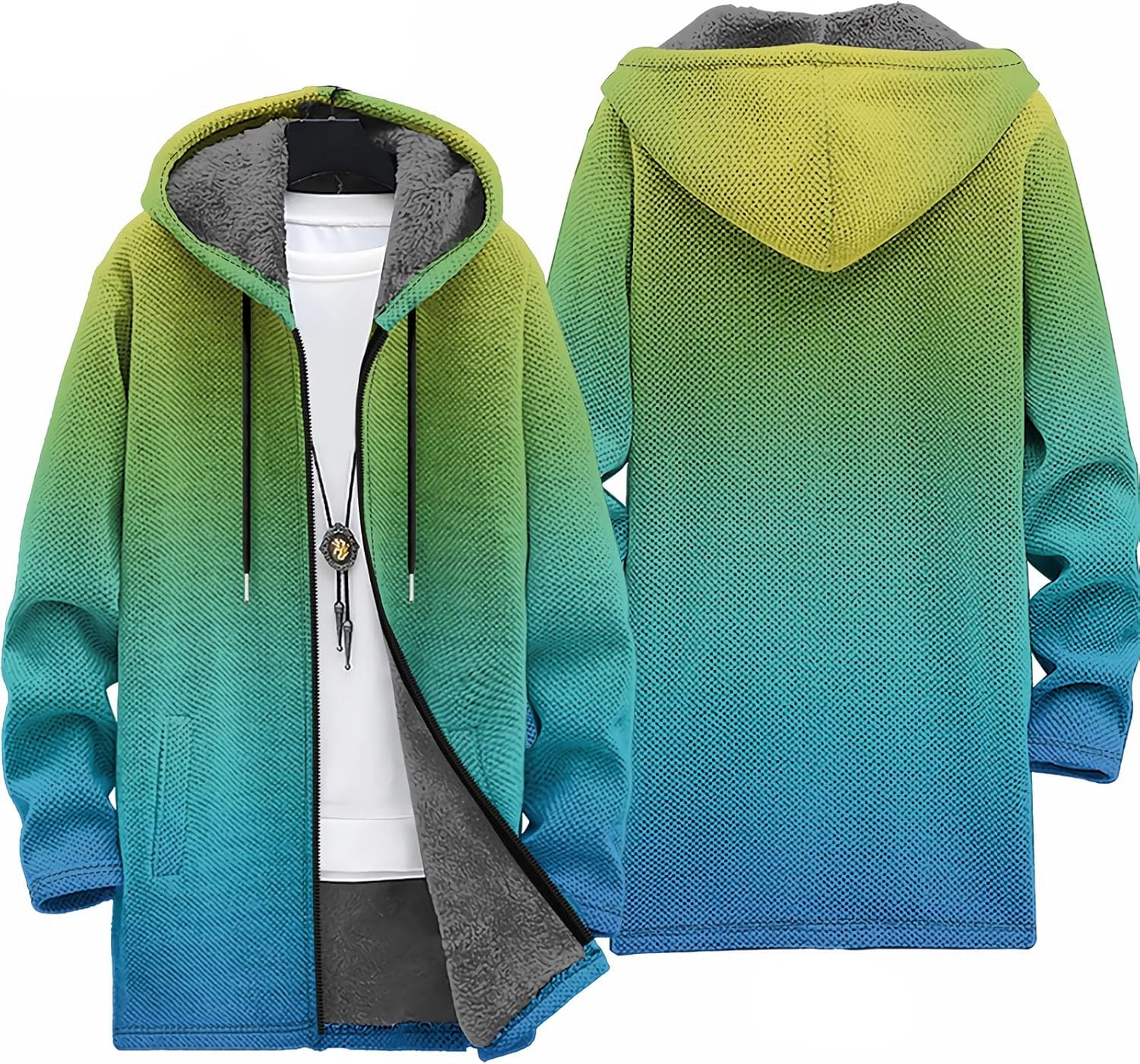 Aztec Men's Winter Warm Hoodies Jacket, Fleece Lining Trucker Jackets, Turn-Down Collar Jacket Casual Coat