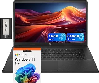 HP 17.3" HD+ BrightView Laptop, Intel i7-1255U, 16GB RAM, 800GB Storage (512GB SSD+288GB Docking Station Set), βIntel Iris Xe Graphics, Full-Size Keyboard, HD Camera, Wi-Fi, Windows 11 Pro, Black