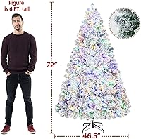 Vista 126 de Yaheetech 7.5ft Pre-lit Spruce Artificial Christmas Tree Snow Flocked Hinges Tree with 550 Multicolor LED Lights & 1284 Branch Tips & Metal Stand