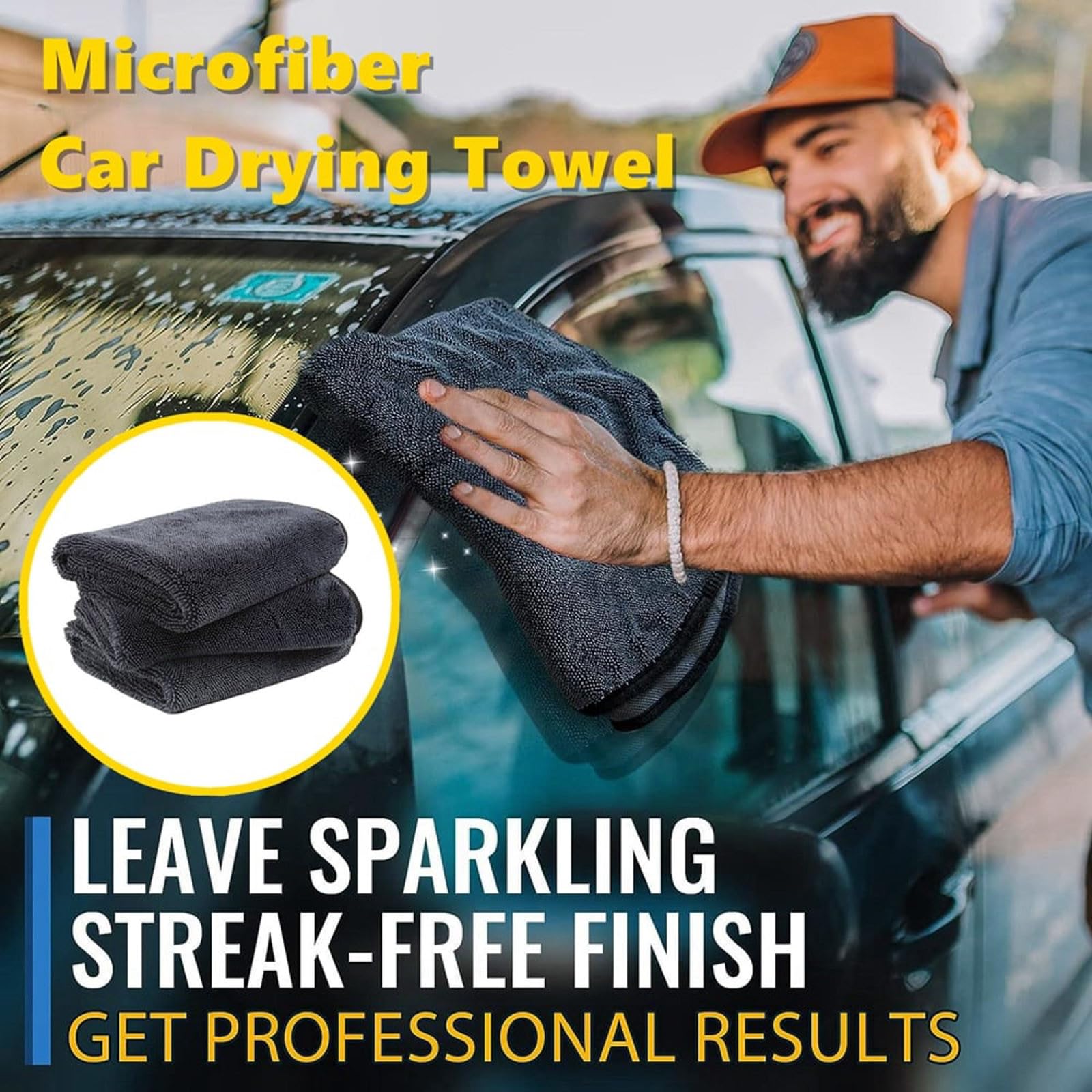 Auto Trockentuch XXL - Microfasertuch Autopflege mit saugstark für kratzfreies Trocknen, Lack-schonende microfasertuch, Microfasertücher Auto - Poliertuch (2, 60X90cm)