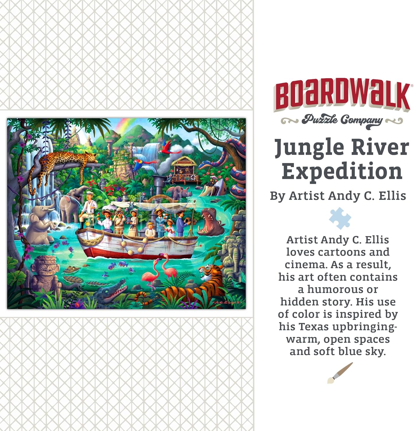 Boardwalk Puzzles Jungle River Expedition - 1000 Piece Jigsaw Puzzle for Adults, Made in USA